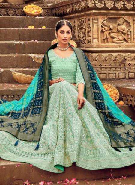 Sea Green Colour Gajraj Lehenga New Latest Designer Ethnic Wear Georgette With Lucknowy Work Lehenga Choli Collection 8002
